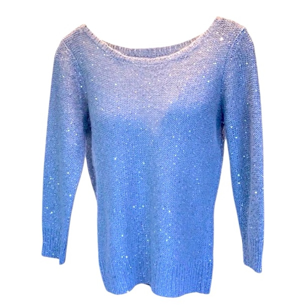 AK Anne Klein Silver Gray Sequined Sweater Size S
